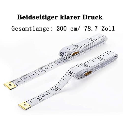 2 Bände Maßband Körpe 200cm/79 Zoll, Schneidermaßband Doppelseitige Measuring Tape Flexible Bandmaß Massband Schneider Mit Knopf Umfangmaßband Für Haushalte Handwerker Schneider