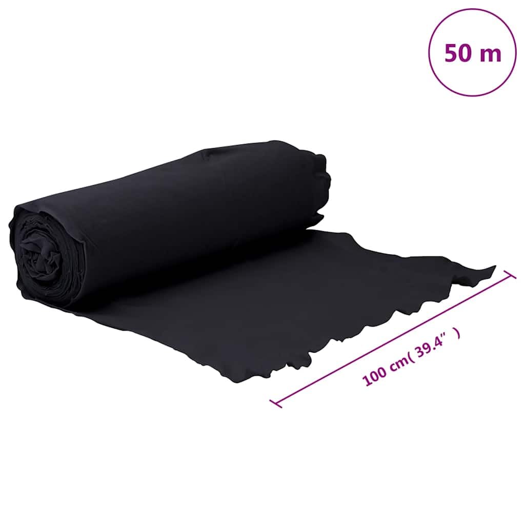 Geotextil Vlies Schwarz aus Polyesterfaser 1 x 50 m, 100 g m2, Unkrautvlies Gartenvlies Bodenvlies Mulchvlies für Beetfolie, Drainage, Kiesweg und Rasenpflege