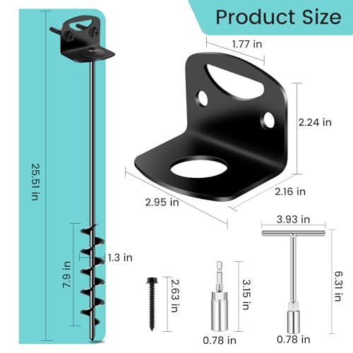 25" Ground Anchors Screw in, Mobile Home Anchors with Upgraded Wider Spiral Blades, Earth Anchors Swing Set Anchors High Wind Heavy Duty for Shed, Trampoline, Carports(Set of 2) by Payivsve - Image 6