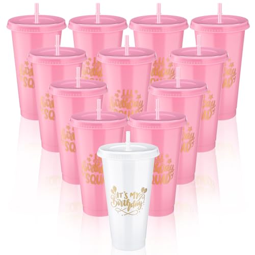 Jingmore JINGMORE-CHE-RQTYHJI92 Birthday Party Tumblers 24 Oz Birthday Squad Plastic Tumblers With Lid And Straw For 20Th 30Th 40Th 50Th 60Th Birthday Decorations Party Favor For Women Adults cover