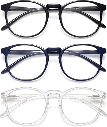 Image of IBOANN Chic & Comfy Blue Light Glasses for Women - 3-Pack Round Frames, Screen-Ready Style with UV Protection Coating