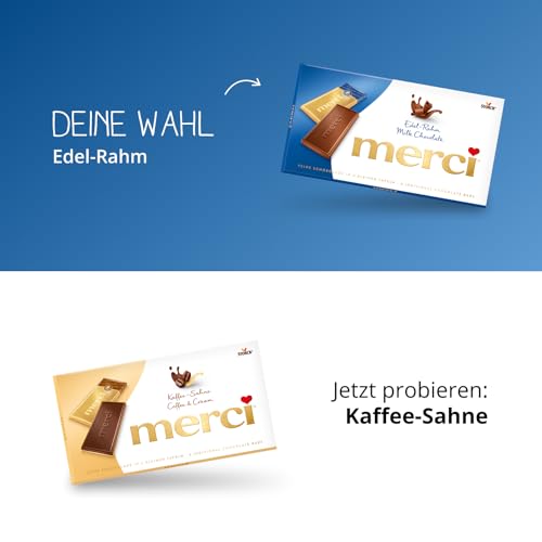 merci Tafelschokolade Edel-Rahm – 1 x 100 g – Feinste Täfelchen aus zartschmelzender Edel-Sahneschokolade – Schokolade in Goldpapier verpackt