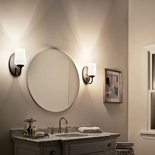 Image of Kichler Aubrey 10.75 inch 1 Light Wall Sconce with Satin Etched Cased Opal in Olde Bronze