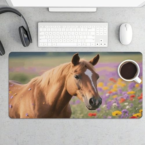 Sous-main de bureau 61 x 30,5 cm, extension étendue de cheval, tapis de souris avec base en caoutchouc antidérapant, surface lisse, tapis de bureau pour ordinateur portable, tapis de bureau pour jeu
