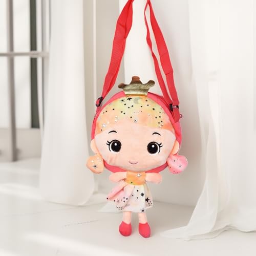 Image of Babique Doll Shape Sling Cross Body Toys Bag for Kids Girls Nursery Travelling Picnic, Adjustable Strap for Girls /Travel /Party /Gift, Random Colors (33 Cm)