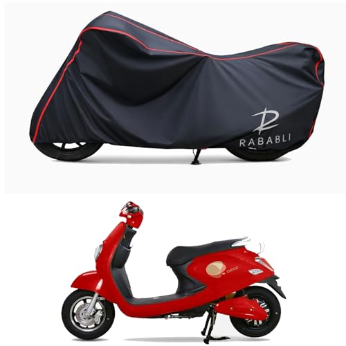 Image of Waterproof Bike Body Cover Compatible for | Techo Electra Emerge STD | Taffeta Fabric, Red Piping Design, Bottom Elastic Fit | Dustproof, Sun UV & Rain Protection for All Bikes