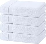Wealuxe Cotton Bath Towels - Soft and Absorbent Hotel Towel - 27x52 Inch - 4 Pack - White