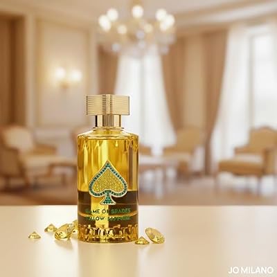 Jo Milano Game of Spades Yellow Sapphire Parfum Spray | 3.4 oz (100ml) | Amber, Sweet, Musky, Rose, Oud, Floral Scent | Long Lasting Fragrance for Men and Women (Unisex)