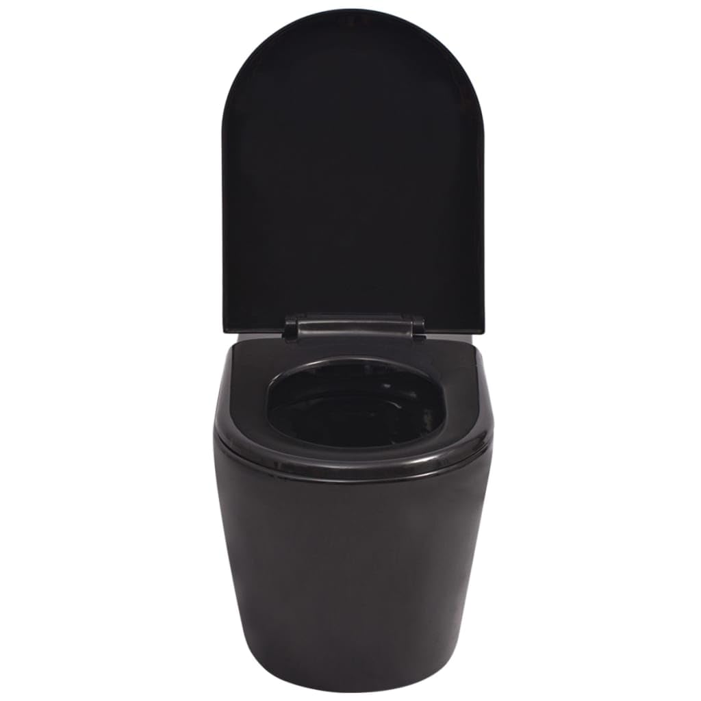 vidaXL WC Sospeso Ceramica Nera Sanitari per Bagno Water Tazza da Parete Muro