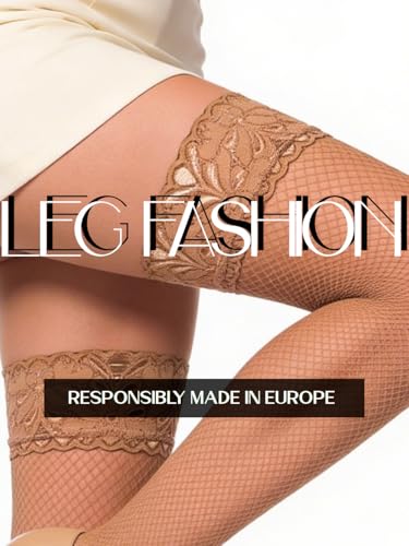 Image of Mila Marutti Fishnet Thigh High Stockings for Women with Lace Top | Fish Net Stockings Lingerie | Colored Fishnets
