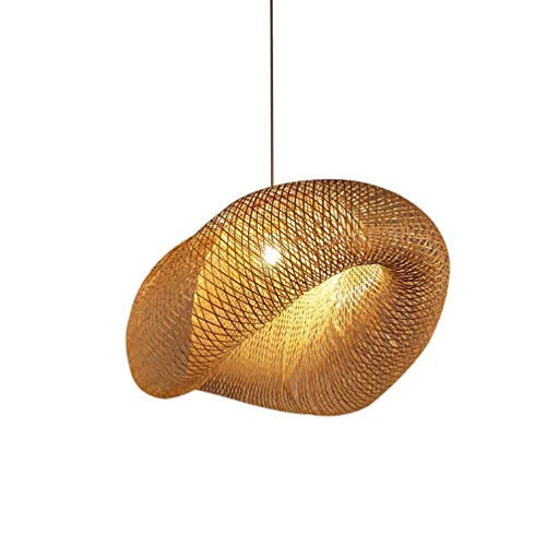 Pendant Lamp Handwoven From Bamboo Pendant Lamp Creative Design Lampshade Personalized Tempered Rattan Chandelier Lamp For Dining Room Bedroom, 50Cm #TOP4