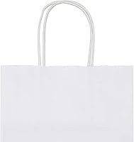 Vista 5 de bagmad Paquete de 100 bolsas de papel kraft blancas medianas resistentes con asas a granel, bolsas de regalo gruesas de 8 x 4.75 x 10 pulgadas
