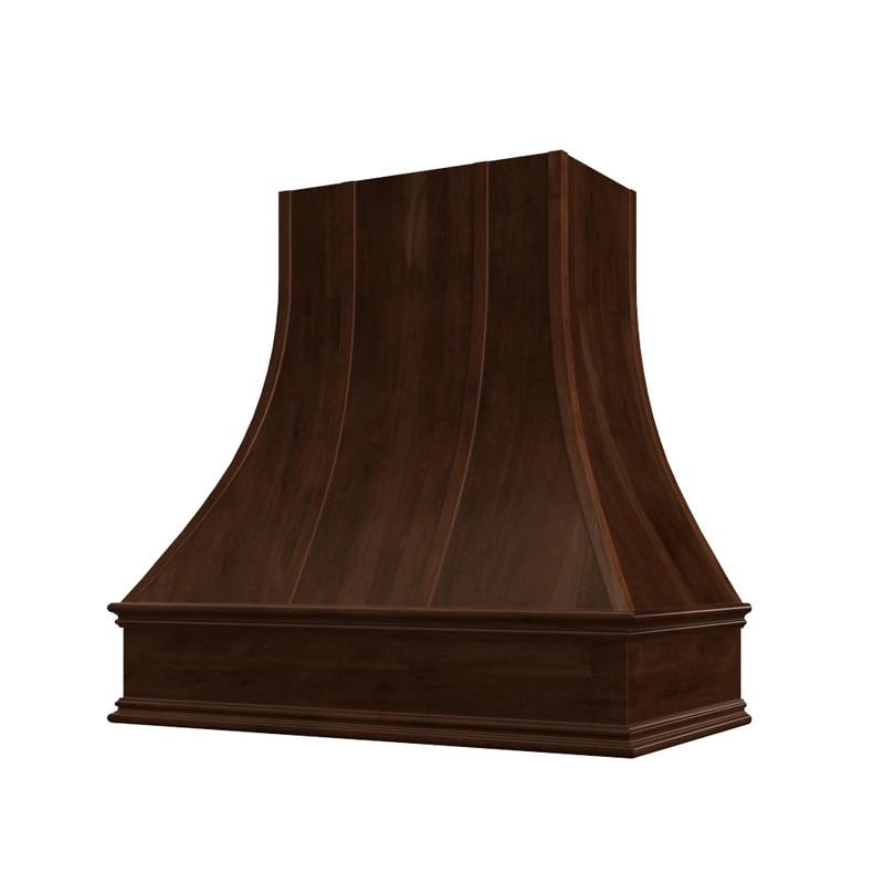 Riley & Higgs Curved Front Unfinished Range Hood Cover With Decorative Molding - Wall Mounted Wood Range Hood Covers, Plywood and Maple (37.5 W x 48 H inches)