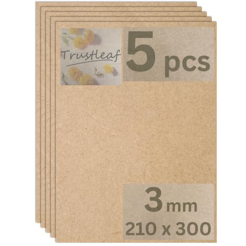 Trustleaf 3mm Sheets of MEDITE Premier MDF 210mm x 300mm, A4 Approx. Pack of 5