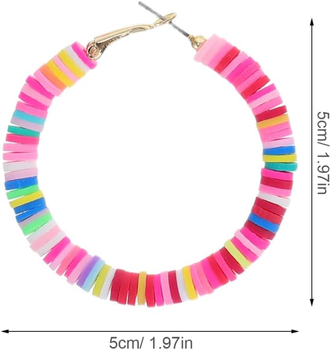 LIFKOME 6 Pairs Bohemian Colorful Soft Polymer Clay Hoop Earrings Lightweight Open Circle Jewelry for Women - Image 6