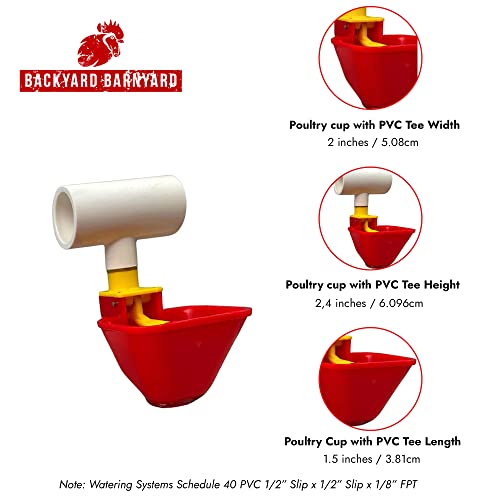 4 Pack No Peck Poultry Waterer Drinking Cup With 1/2" Pvc Tee Poultry Watering System For Chicken Ducks Quail #TOP7