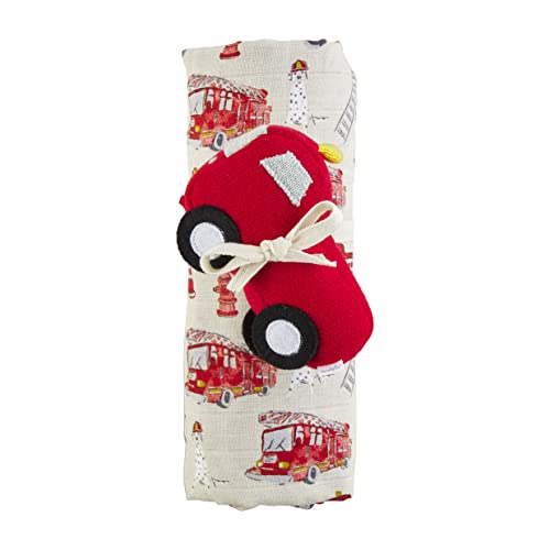 Image of Firetruck Swaddle and Rattle
