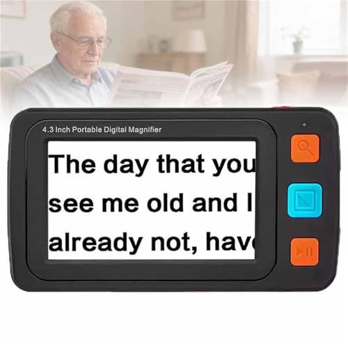Portable Electronic Low Vision Aid – 4.3 Inch LCD Reading Screen with Foldable Handle, 4x-32x Magnification, 17 Color Modes & 5 Brightness Levels for Visually Impaired(Black)