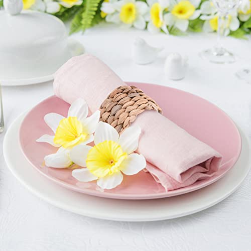 WXJ13 Water Hyacinth Napkin Rings Set of 12 Pieces Round Woven Napkin Rings Rustic Napkin Rings Farmhouse Napkin Rings for Christmas Wedding Holidays Dinners Party Supplies Everyday Use