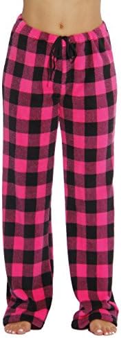 Just Love Women's Buffalo Plaid Plush Check Pajama Pants, Buffalo Plaid Fuchsia / Black, X-Large