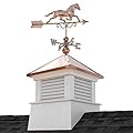30" Square Manchester Vinyl Cupola with Horse Weathervane by Good Directions
