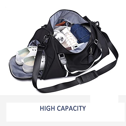 Gym Bag, heren en vrouwen reizen plunjezak, schoen compartiment en natte tas, slijtvaste en waterdichte stof, rits, yoga… - Image 3