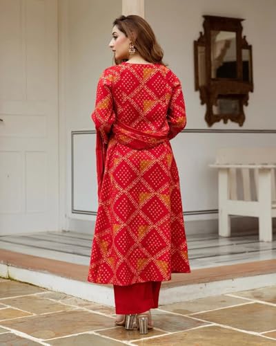 Image of ANNI Designer Women's Rayon Viscose Anarkali Printed Kurta with Pant & Dupatta
