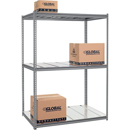 Global Industrial High Cap. Starter Rack 60Wx24Dx96H 3 Level Steel Deck 1300lb Per Shelf GRY