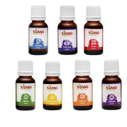Image of Seven Chakra Oil Combo of Set 7 | Blends of Pure Essentials Oils Ideal for Calming Effects, | 15 ml | Aroma Oil & Seven Chakra Oils | Best for Aromatherapy & Meditation | Pack of 7