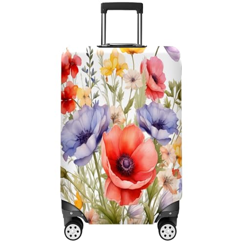 Flowers Luggage Cover Suitcase Protector Travel Luggage Cover Carry on Luggage Cover Washable Baggage Covers for Suitcase Fit 22-24 Inch Luggage