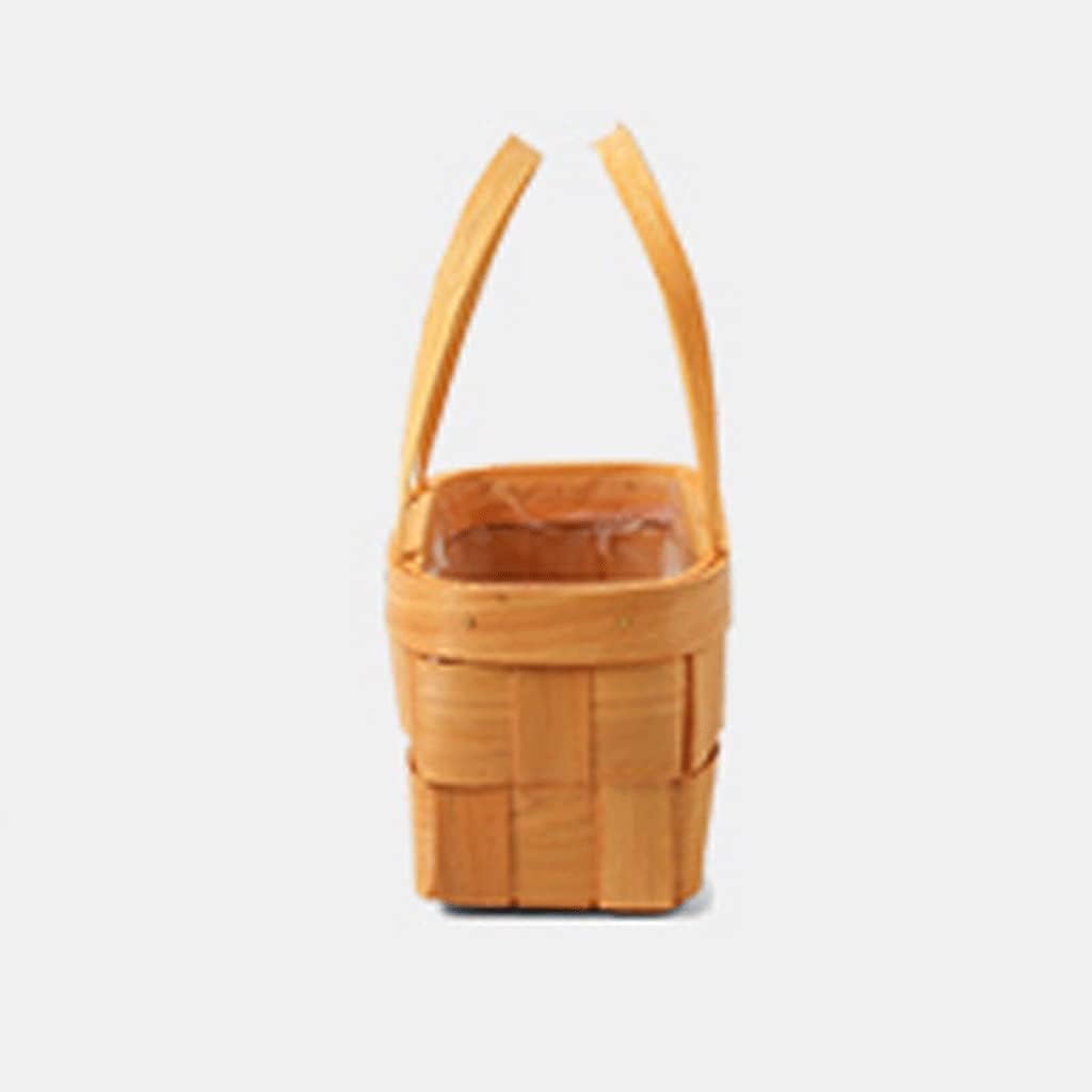 JSEIAJB Rattan Flower Basket Wooden Piece Hand-Woven Flower Basket Waterproof Hand Basket Flower Basket Home Storage