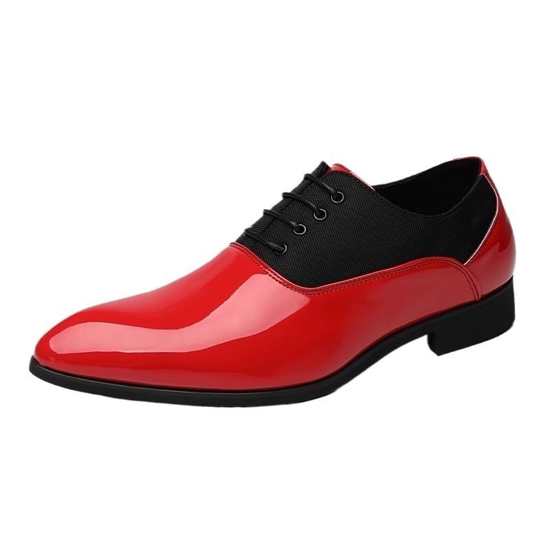 Casual Dress Shoes for Mens Business Dress Oxford Formal Shoes for Men Lace Up PU Leather Two Tone Patchwork Low Top Anti-Slip Rubber Sole Non Slip Resistant