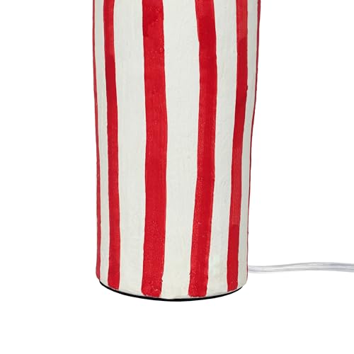 Image of Tov Furniture Maiori Red Striped Papier Mache Table Lamp