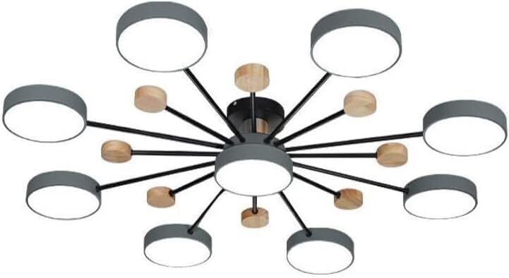 Lustre Spoutnik plafonnier LED industriel proche du plafond pour salon gris