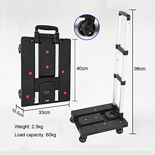 Carretilla plegable HUAHUA 60kg capacidad 4 ruedas negra miniatura 2