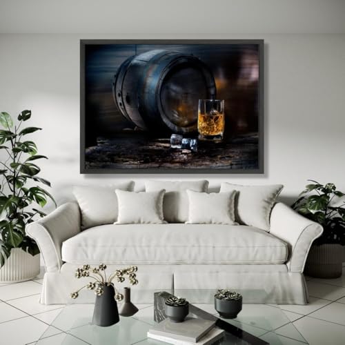 Impresión de barril de whisky en lienzo rústico, arte de madera oscura de alta calidad 2
