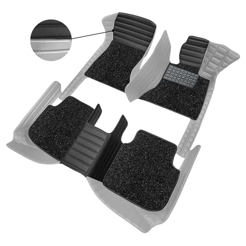 Image of Antiskid Combination 9D Car Mat Full Set for Vinfast VF 7 2026 | Luxury Leather Dual-Stitch Full Set 9D Car Floor Mat || 100% Waterproof & Washable||Color: Black XV-Greige
