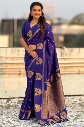 Image of SGF11 Women's Kanjivaram Pure Soft Silk Saree With Unstitched Blouse Piece