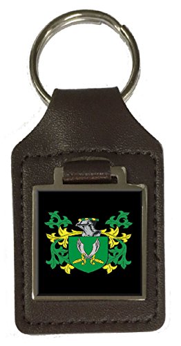 Porte-clés en cuir marron avec blason de famille Thorp pour clés de voiture