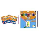 ????????? ??????? bic tropicolor 24 ????? producto 2: Cuerpo hexagonal BIC Kids Kid Couleur Rotuladores de Colores de Punta Media + Kids Lápices de Colores para Niños, Óptimo para material escolar,Tropicolors