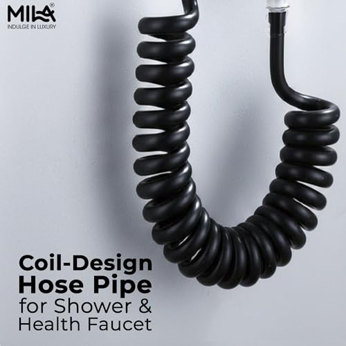Image of Mila Telephonic Hose for Bathroom - 2 Meter, Black| Flexible PU Shower Hose Pipe /Jet Spray Pipe /Bidet Sprayer Hose | Explode-Proof Spring Coil Design | 1.5 Yr Warranty