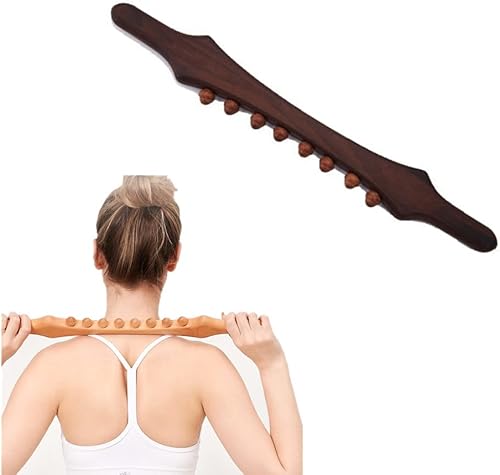 Rodillo curvo de terapia de madera en la parte posterior, 8 cuentas de drenaje linfático y herramienta de masaje de celulitis, herramientas de