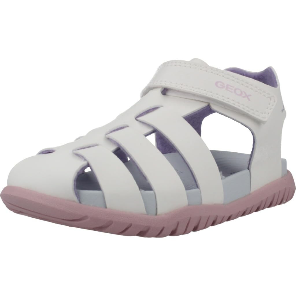 Geox Boys Girls B FUSBETTO GI Sandal, White/Pink, 26 EU