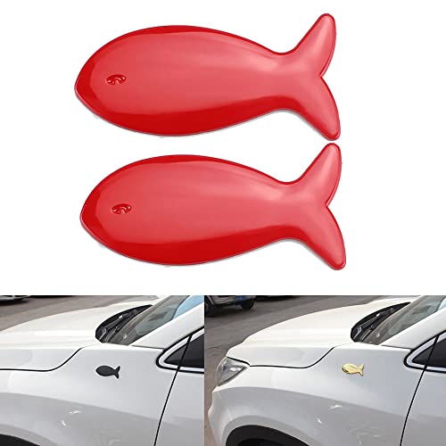 Image of 2pcs Fish Metal Sticker for Car, 3D Fish, Fish Zinc Alloy Emblem, for Automobile, Motocycle (Fish red)