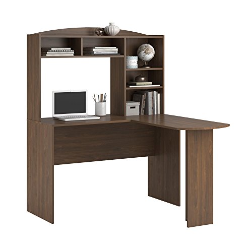 Ameriwood Home Dakota Space Saving L Desk With Hutch, Saint Walnut #TOP1