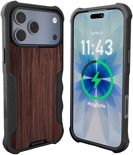 Image of Smartish iPhone 17 Pro Max MagSafe Case - Gripzilla Protective Magnetic Case for Men [Rugged + Tough] Military Grade Heavy Duty Grip Armor - Drop Tested for iPhone 17 Pro Max - Walnut Woods
