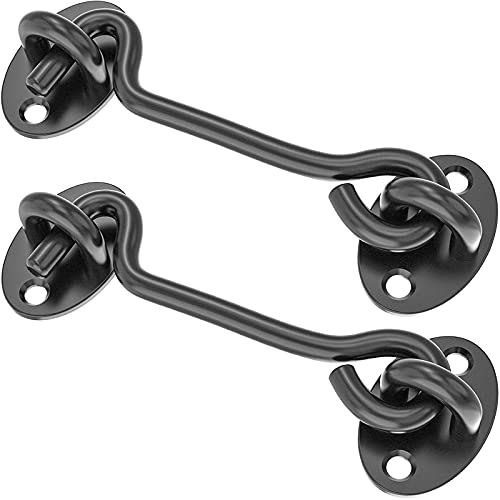 INBOF 2 Pack Barn Door Latch, 4 Inches Premium Door Hook Latch, Stainless Steel Solid Gate Hook Privacy Hook, Sturdy Door Hook Lock with 8 Screws, Best for Gate, Window, Closet, Fence, Screen Door