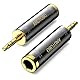 ANDTOBO 2er-Pack 1/4’’ auf 3,5 mm Stereo Reinkupfer Kopfhöreradapter, 3,5 mm (1/8 Zoll) Stopfen Stecker auf 6,35 mm (1/4 Zoll) Klinke weiblich Stereo Adapter für Kopfhörer, Amp Adapter - Schwarz