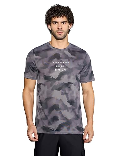 Image of TECHNOSPORT Men's Regular Fit Half Sleeve Crew Neck T-Shirt, TECHNOCOOL+ Quick Dry Moisture Wicking Stretchable Sports Gym and Casual Wear