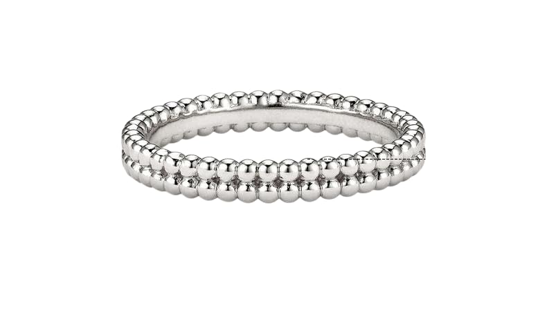 18k Gold Vermeil Double Beaded Stacking Ring (Sterling Silver), Never Tarnish